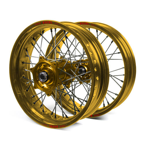 Husaberg FE250 2003 - 2014 Supermotard Wheel Set Gold Excel Rims Gold Talon Hubs 17x3.50/17x4.25