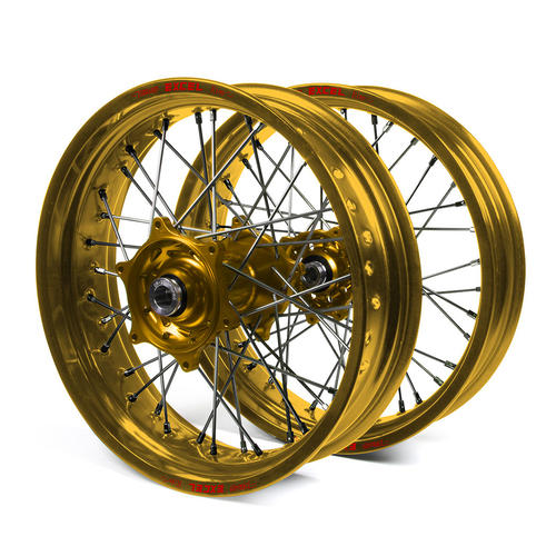 KTM 250 SX 2003-2012 Supermotard Wheel Set Gold Excel Rims Gold Talon Hubs 17x3.50/17x4.25