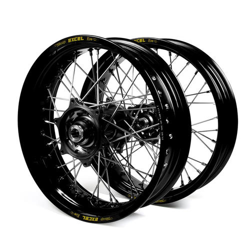 KTM 450 EXC-F 2003-2015 Supermotard Wheel Set Black Excel Rims Black Talon Hubs 17x3.50/17x4.25