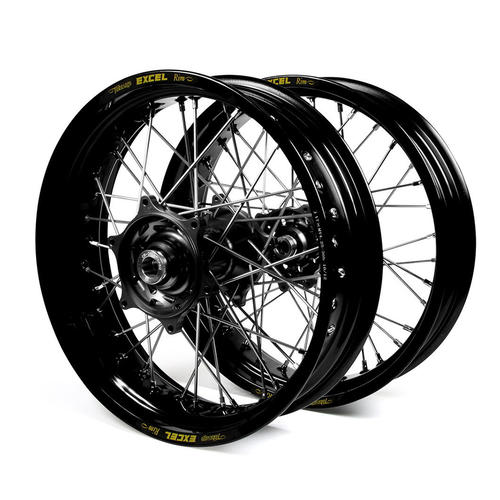 KTM 500 EXC-F 2003 - 2015 Supermotard Wheel Set Black Excel Rims Black Talon Hubs 17x3.50/17x4.25