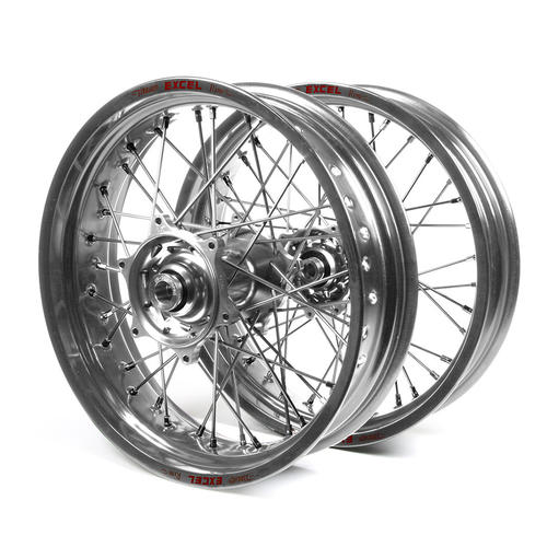 KTM 250 EXC 2016 - 2023 Supermotard Wheel Set Silver Excel Rims Silver Talon Hubs 17x3.50/17x4.25