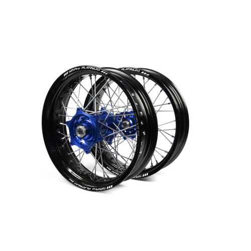 Honda CRF250R 2014 - 2019 Supermotard Wheel Set Black Platinum Rims Blue Talon Hubs 17x3.50/17x4.25