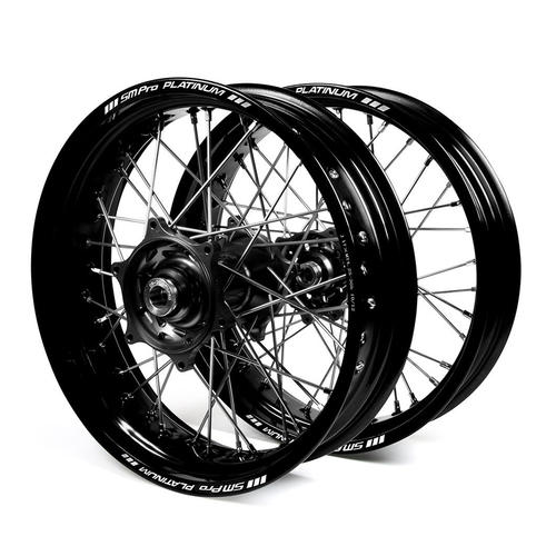 Honda CRF250R 2004 - 2013 Supermotard Wheel Set Black Platinum Rims Black Talon Hubs 17x3.50/17x4.25