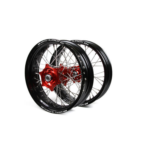 Honda CRF450R 2013-2019 Supermotard Wheel Set Black Platinum Rims Red Talon Hubs 17x3.50/17x4.25
