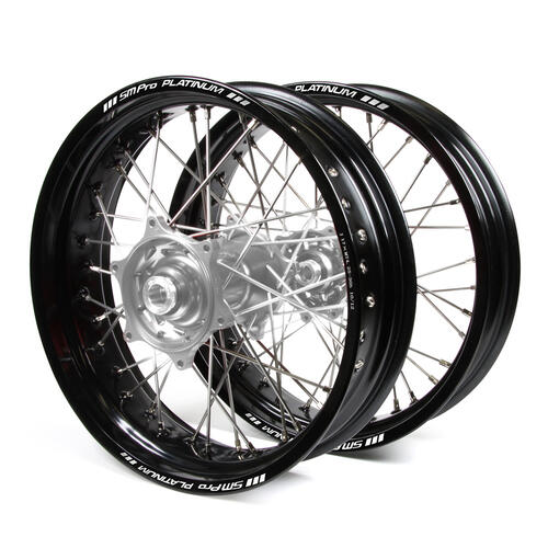 Honda CRF250R 2014 - 2019 Supermotard Wheel Set Black Platinum Rims Silver Talon Hubs 17x3.50/17x4.25