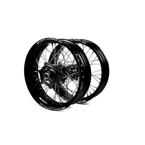 Husaberg FE250 2003 - 2014 Supermotard Wheel Set Black Platinum Rims Black Talon Hubs 17x3.50/17x4.25