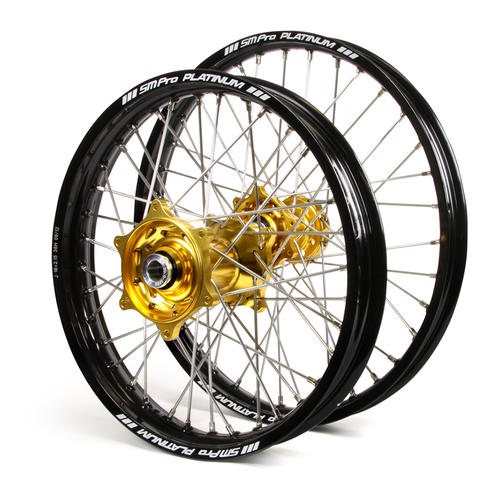 Gas Gas EC125 2001 - 2015 Wheel Set Black/Platinum Snr MX Rims Talon Gold Gas Hubs 21/18x2.15