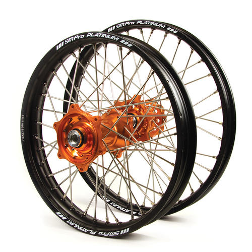 KTM 85 SX 2012-2017 Wheel Set Black Platinum JNR MX Rims Orange Talon Hubs 19x1.4/16x1.85