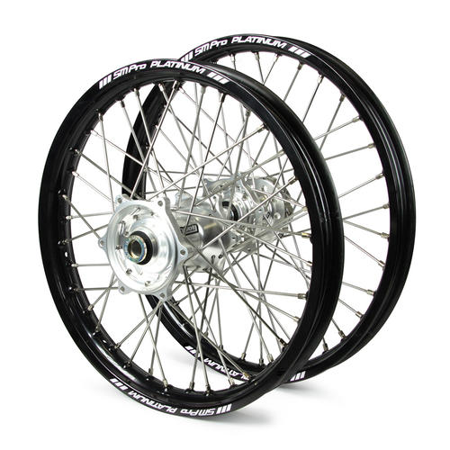 Husqvarna TC250 2016 - 2017 Wheel Set Black Platinum SNR MX Rims Silver Talon Hubs 21/19x2.15