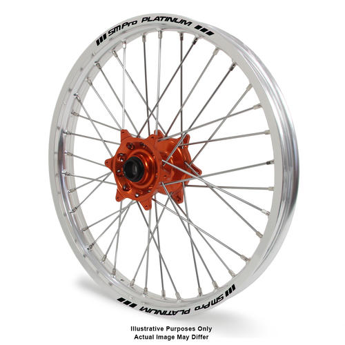 KTM 1090 2013 - 2016 Adventure Front Wheel Silver Platinum Rims Orange Talon Hubs 21x1.85