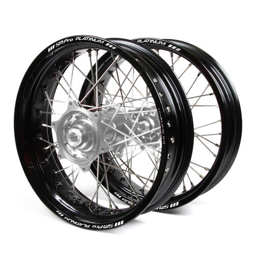 Yamaha YZ450F 2009-2013 Wheel Set Black Platinum Supermoto Rims Silver Talon Hubs 17x3.50/17x4.25