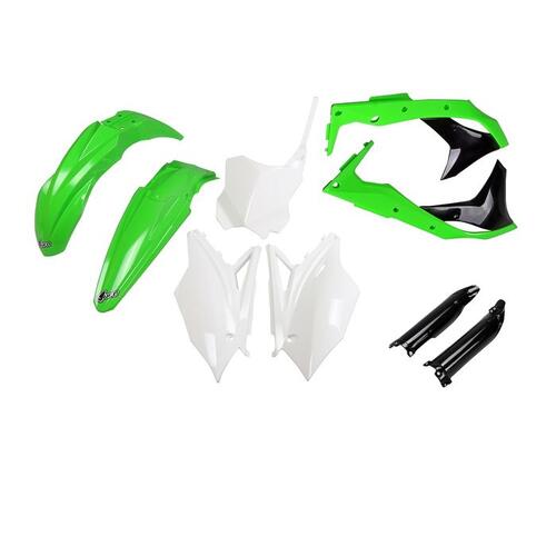 Kawasaki KX250F 2018-2020 UFO Complete Plastics Kit OEM Green/White/Black