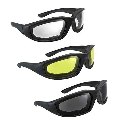 Pro-Kit Motorcycle Riding Sunglasses Tint Yellow Clear 3 Pack Glasses