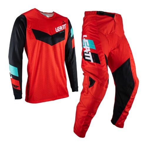 Leatt 3.5 Youth MX Motocross Jersey & Pants Set Red XL