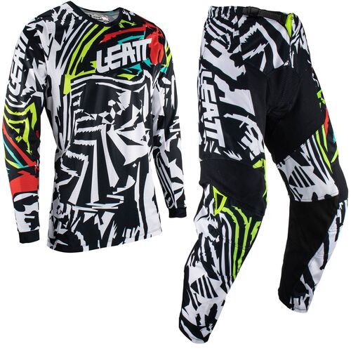 Leatt 3.5 Youth MX Motocross Jersey & Pants Set Zebra