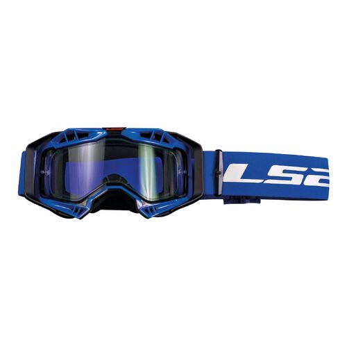 LS2 Aura Motorcycle Goggles Blue With Clear Lens
