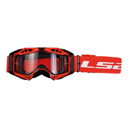 LS2 Aura Motorcycle Goggles Red With Clear Lens