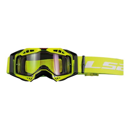 LS2 Aura Motorcycle Goggles Yellow With Clear Lens