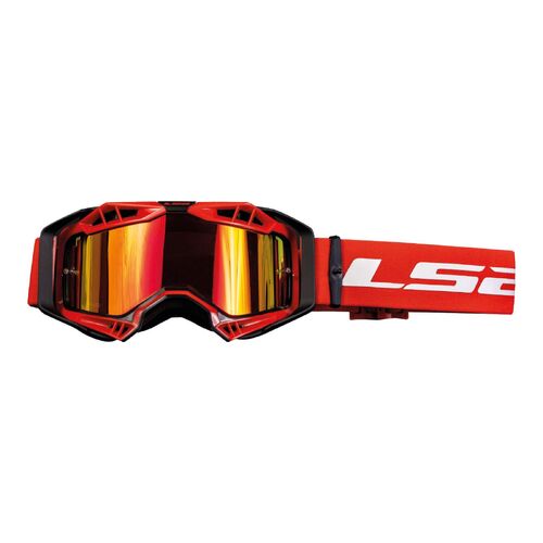 LS2 Aura Pro Motorcycle Goggles Red With Iridium Lens