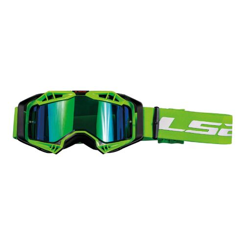 LS2 Aura Pro Motorcycle Goggles Hv Green With Iridium Lens