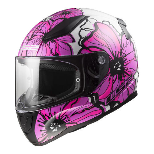 LS2 Road Motorcycle Helmet FF353 Rapid II 2XL Poppies Pink