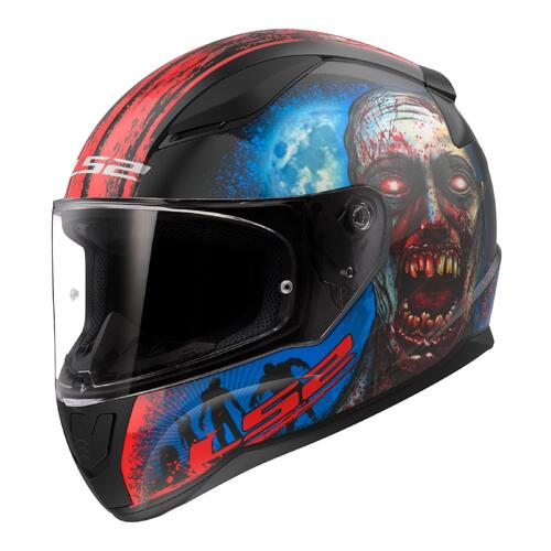 LS2 Road Motorcycle Helmet FF353 Rapid II 2XL Zombie Gloss Black/Red/White