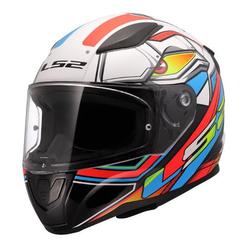 LS2 Road Motorcycle Helmet FF353 Rapid II Xdron White/Hi-Vis Orange/Blue 2XL
