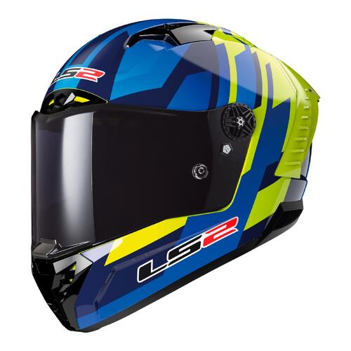 LS2 Road Motorcycle Helmet FF805C Thunder Carbon Gas Blue/Hi-Vis Yellow S
