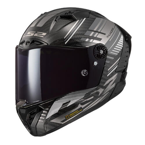 LS2 Road Motorcycle Helmet FF805 Thunder Carbon 2XL Volt Black/Grey