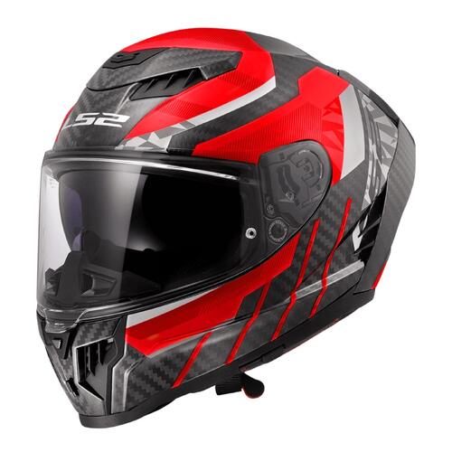 LS2 Road Motorcycle Helmet FF807 Dragon Trax Red/Black/Carbon 2XL