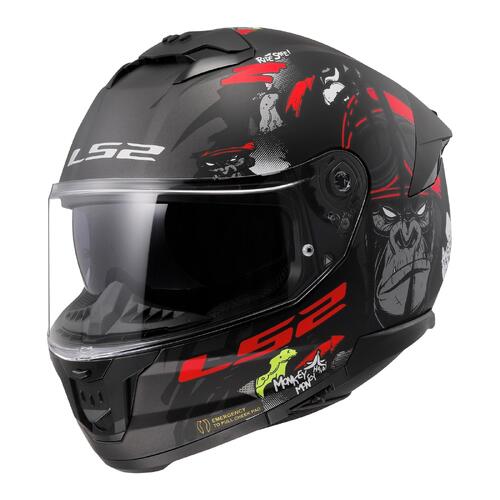 LS2 Road Motorcycle Helmet FF808 Stream II L Angry Monkey Matte Black/Red
