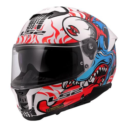 LS2 Road Motorcycle Helmet FF808 Stream II Inferno White/Blue/Red 2XL