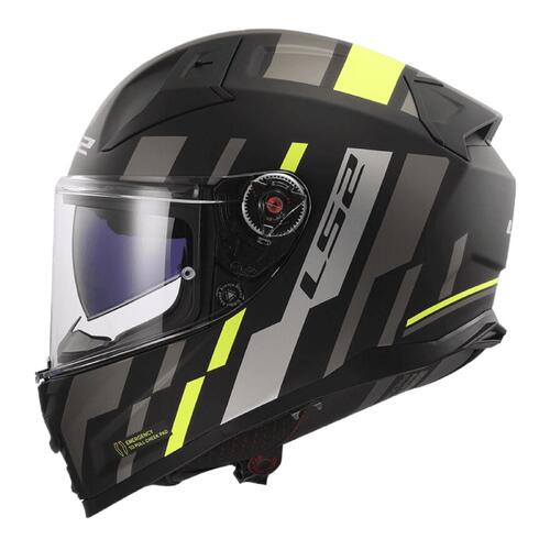 LS2 Road Motorcycle Helmet FF811 Vector II Tron Matte Black/Hi-Vis Yellow 2XL