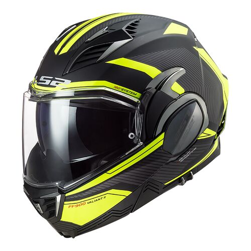 LS2 Helmet FF900 Valiant Ii Revo Matte Black/Hi-Vis Yellow Low Flip Front