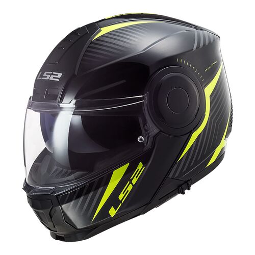 LS2 Helmet FF902 Scope Skid Black/Hi-Vis Yellow Low Flip Front