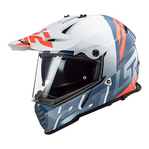 LS2 Helmet MX436 Pioneer Evo Evolve White/Cobalt Blue/Orange