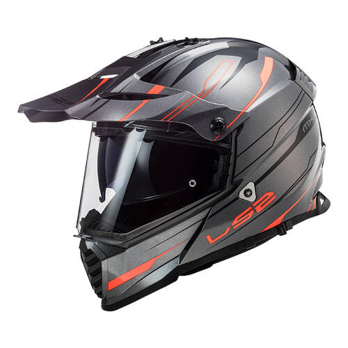 LS2 Dirt Motorcycle Helmet MX436 Pioneer Evo S Knight Titanium/Hi-Vis Orange
