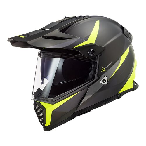 LS2 Helmet MX436 Pioneer Evo Router Matte Black/Hi-Vis Yellow Low
