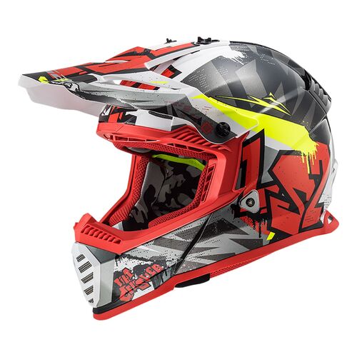 LS2 Helmet MX437 Fast Evo CRusher Black/Red/Grey