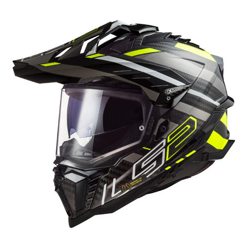 LS2 Dirt Motorcycle Helmet MX701 Explorer Carbon 2XL Edge Black/Hi-Vis Yellow