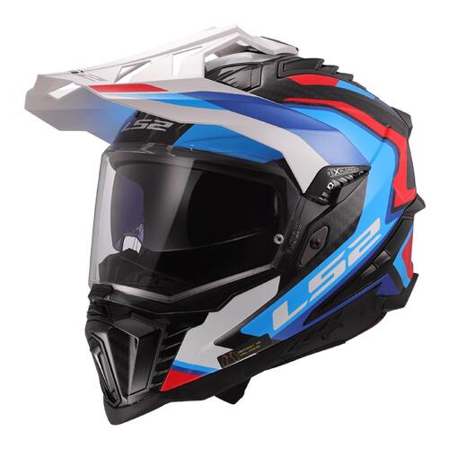 LS2 Dirt Motorcycle Helmet MX701C Explorer Carbon Frontier II White/Blue/Red S