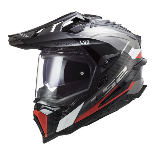 LS2 Dirt Motorcycle Helmet MX701 Explorer Carbon Frontier Titanium/Red