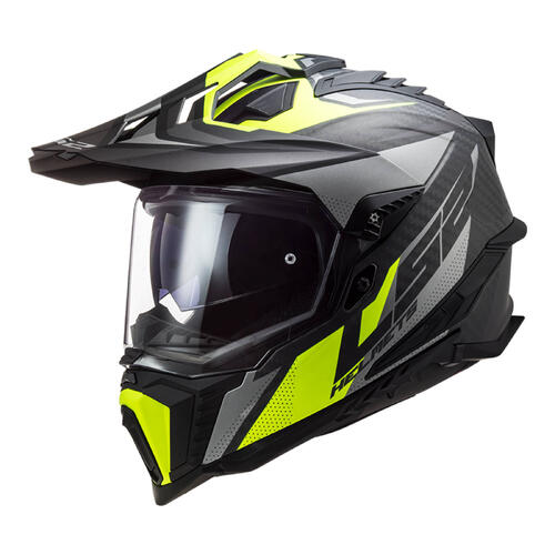 LS2 Dirt Helmet MX701 Explorer Carbon Focus Matte Titanium/Hi-Vis Yellow