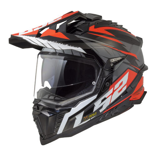 LS2 Dirt Motorcycle Helmet MX701 Explorer Spire Black/Titanium/Red