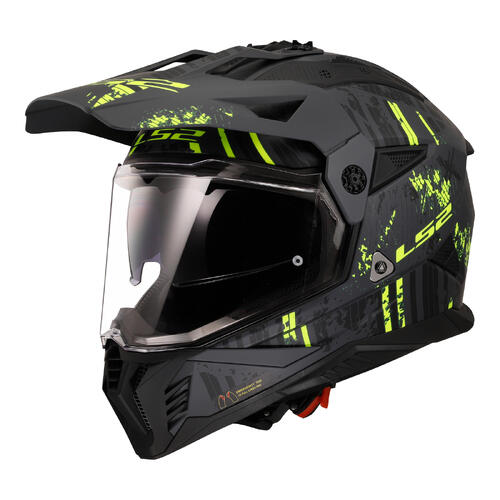 LS2 Dirt Helmet MX702 Pioneer II Crazy Matte Black/Grey/Hi-Vis Yellow L