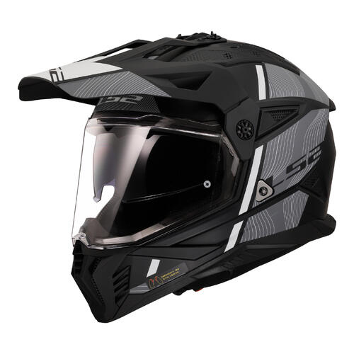 LS2 Dirt Motorcycle Helmet MX702 Pioneer II 3XL Hill Matte Black/White