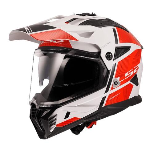 LS2 Dirt Motorcycle Helmet MX702 Pioneer II Hill White/Red 2XL