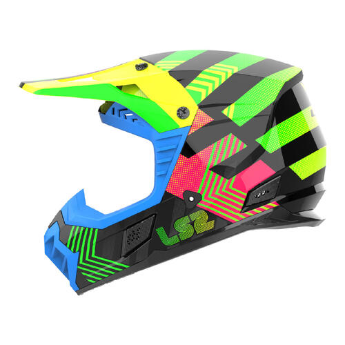 LS2 Dirt Motorcycle Helmet MX706J COZ Youth Chromatic Black/Hi-Vis Pink