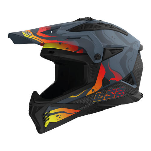 LS2 Dirt Motorcycle Helmet MX708 Fast II 2XL Wash Dark Grey/Red