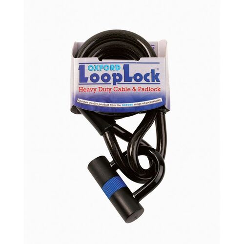 Oxford Loop Lock Heavy Duty Motorcycle Cable & Padlock 2m x 15mm